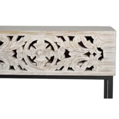 Console 2 tiroirs bois blanc - poméline