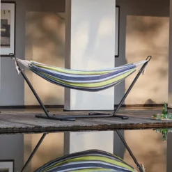 Copacabana hamac sur pied 26 m avec toile en polyester bleu et vert
