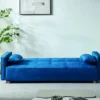 Copenhague canapé scandinave convertible 3 places en tissu bleu canard