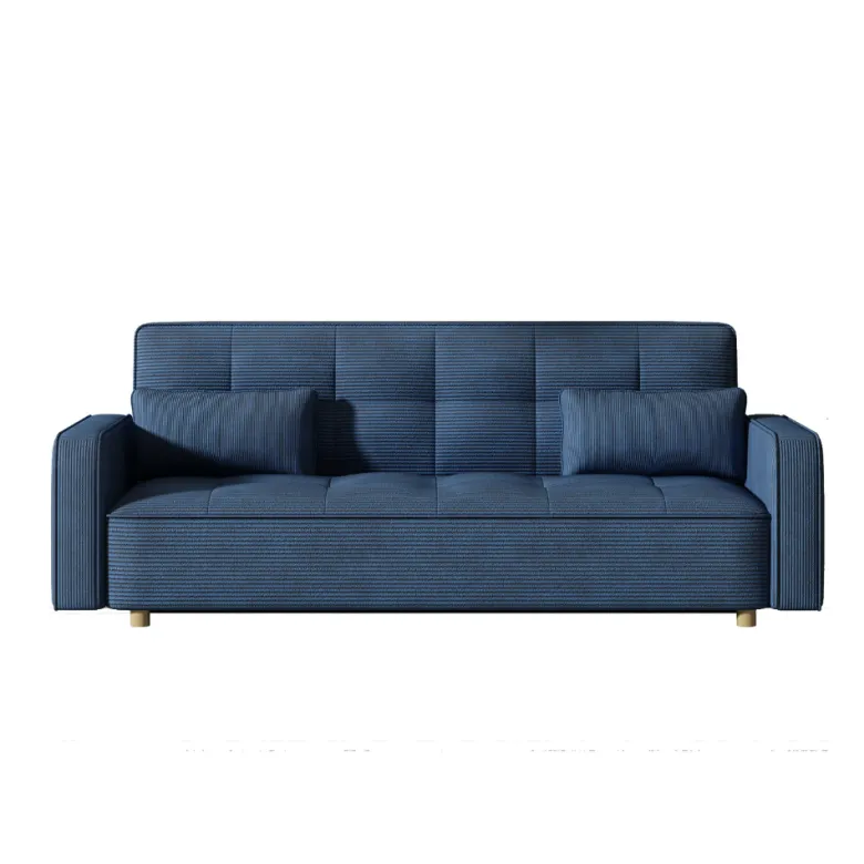 Copenhague canapé scandinave convertible 3 places en velours côtelé bleu