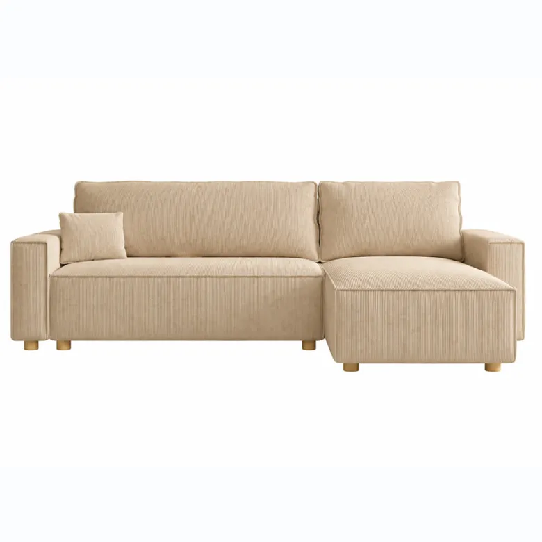 Cosy canapé convertible d'angle réversible 4 places velours côtelé beige