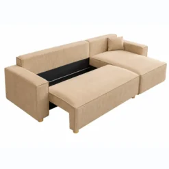 Cosy canapé convertible d'angle réversible 4 places velours côtelé beige