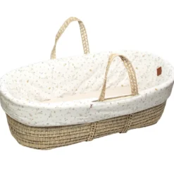 Couffin bébé avec matelas, habillage en coton et drap housse en gaze de coton - Collection Sidonia