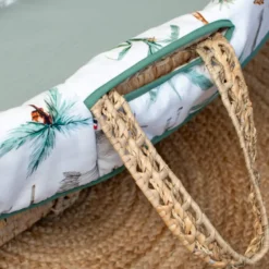 Couffin bébé avec matelas, habillage en satin de coton et drap housse en gaze de coton - Collection Safari