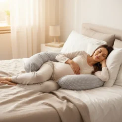 Coussin de grossesse, déhoussable Gris et blanc