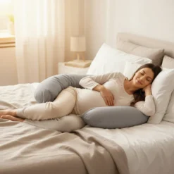 Coussin de grossesse, déhoussable gris
