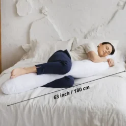 Coussin de grossesse et d'allaitement en c, housse organique kapok blanc