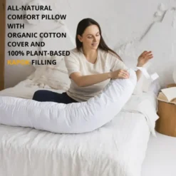 Coussin de grossesse et d'allaitement en c, housse organique kapok blanc