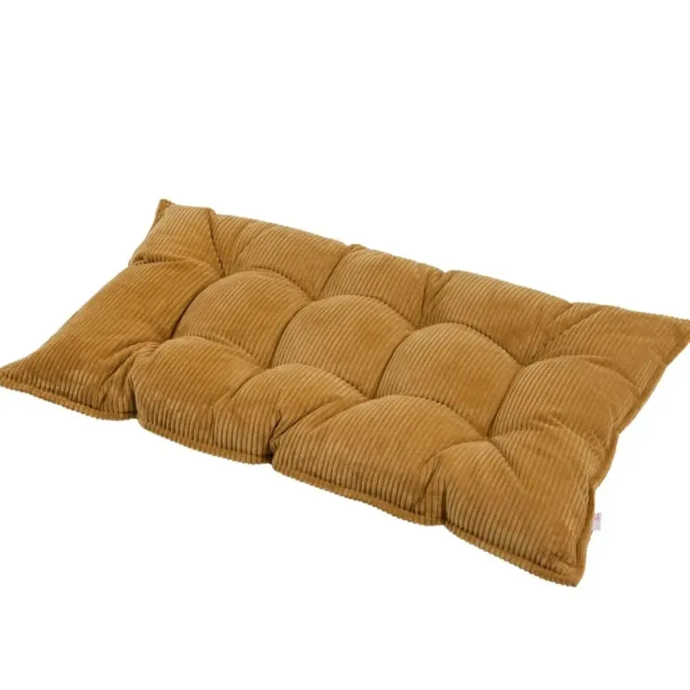 Coussin de sol capitonné en velours côtelé style matelas 90x150 moutarde jaune