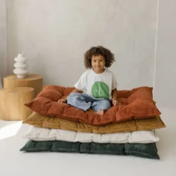 Coussin de sol capitonné en velours côtelé style matelas 90x150 orange