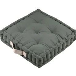 Coussin de sol 45x45x10 cm duo vert lin