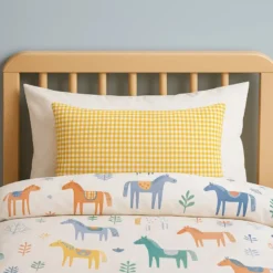 Coussin rectangle en coton bio vichy Orange
