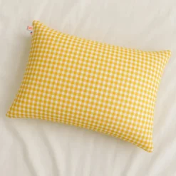 Coussin rectangle en coton bio vichy Orange
