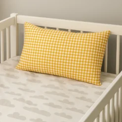 Coussin rectangle en coton bio vichy Orange