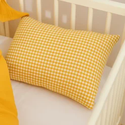 Coussin rectangle en coton bio vichy Orange