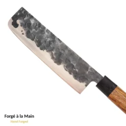 Couteau nakiri forgé main acier japonais manche bois coffret cadeau