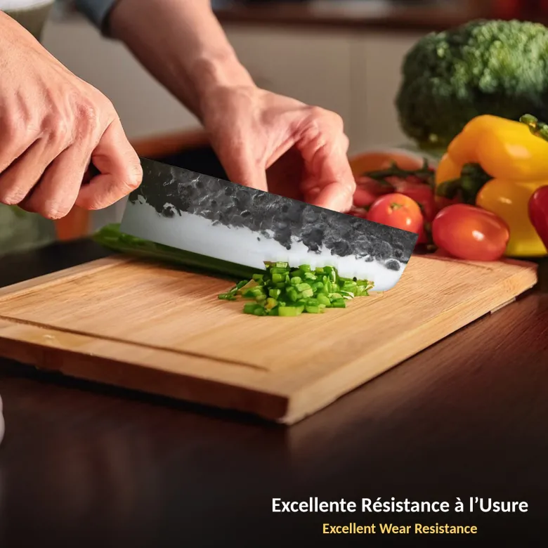 Couteau nakiri forgé main acier japonais manche bois coffret cadeau
