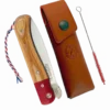 Couteau pliant + étui cuir artisanal
