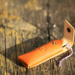 Couteau pliant + étui cuir artisanal