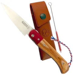 Couteau pliant + étui cuir artisanal