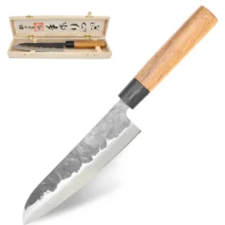 Couteau santoku japonais lame acier 18 cm manche palissandre