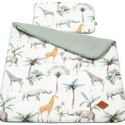 Couverture et coussin berceau safari