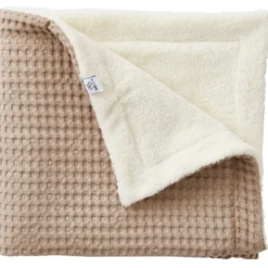Couverture polaire en coton gaufré latte (75 x 120 cm)