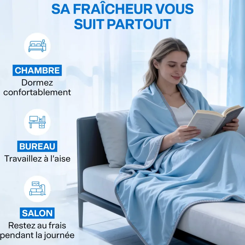 Couverture rafraîchissante légère anti-suées nocturnes et bouffées de chaleur