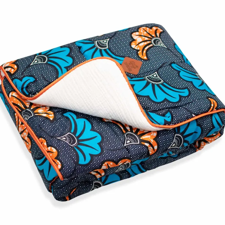 Couverture réversible wax fleurs