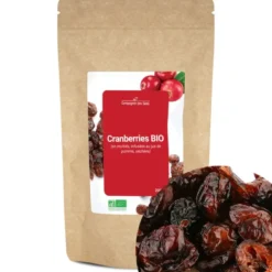 Cranberries bio - 200g (en moitiés, infusées au jus de pomme, séchées)