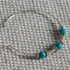 Créoles Nevada argent turquoise