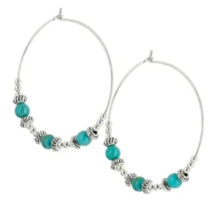 Créoles Nevada argent turquoise