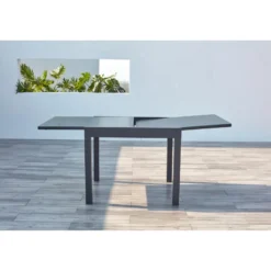 Cualica salon de jardin 8 places en aluminium gris foncé