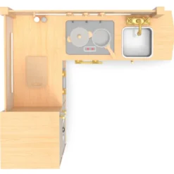 Cuisine en bois enfant, cuisine d'angle