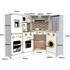 Cuisine en bois enfant, dinette, led