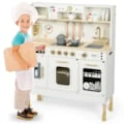 Cuisine enfant bois avec éclairage led