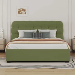 Dallas lit coffre style nuage 140x190cm en velours vert