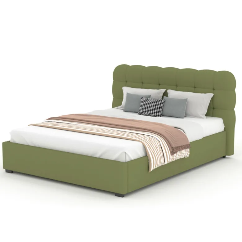 Dallas lit coffre style nuage 140x190cm en velours vert