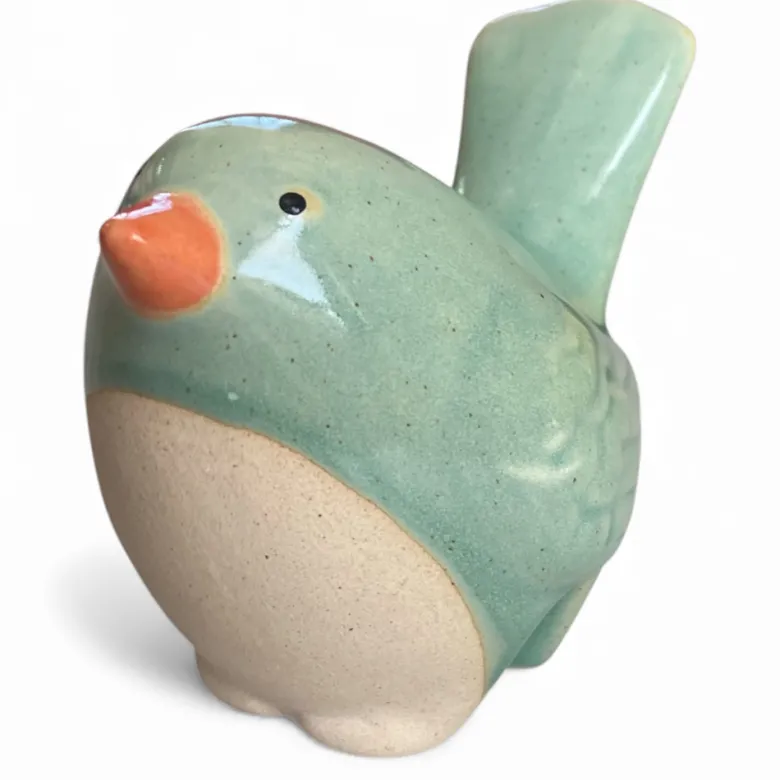 Décoration animal en céramique à accrocher sur un pot de fleurs Oiseau
