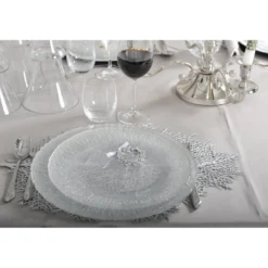 Dessous d'assiette feuille argentée - lot de 6