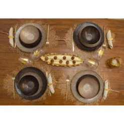 Dessous d'assiette feuille dorée - lot de 6