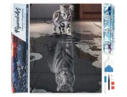 Diamond painting reflet tigre et lion
