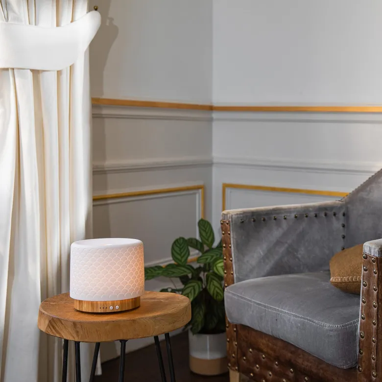 Diffuseur d'huiles essentielles relaxant avec exercices de cohérence cardiaque