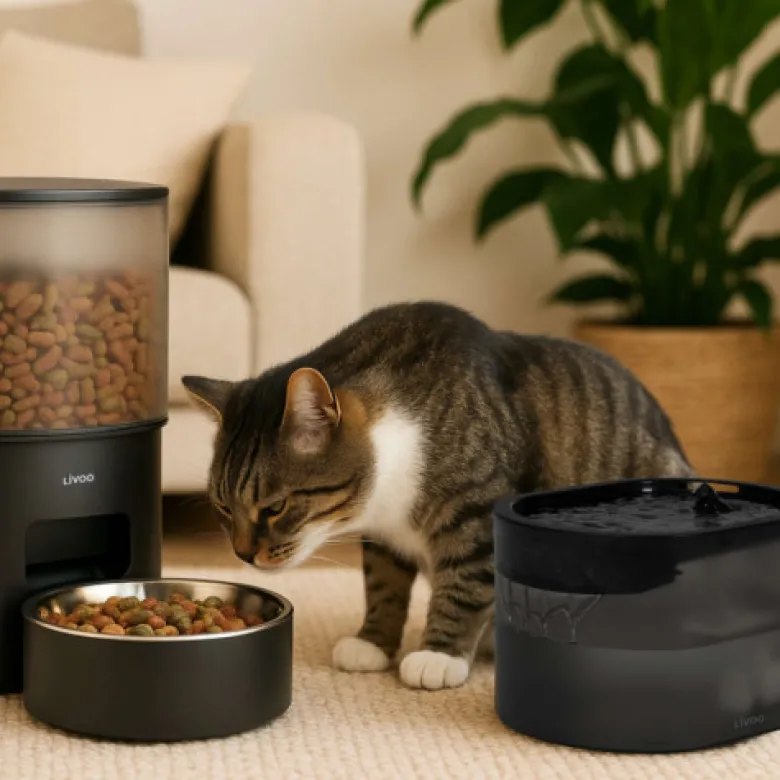 Distributeur de croquettes et fontaine p