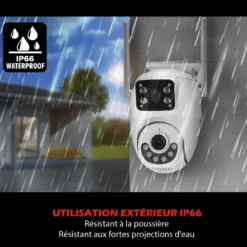Double caméra ip – extérieure rotative pt motorisée 3mp+3mp wifi 2,4ghz