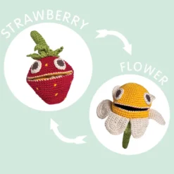 Doudou fraise réversible fait main bio