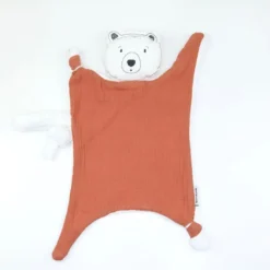 Doudou lange ours brun brique
