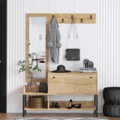 Dragor meuble d'entrée avec porte-manteau et rangement à chaussures