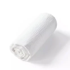 Drap housse gaze de coton uni blanc