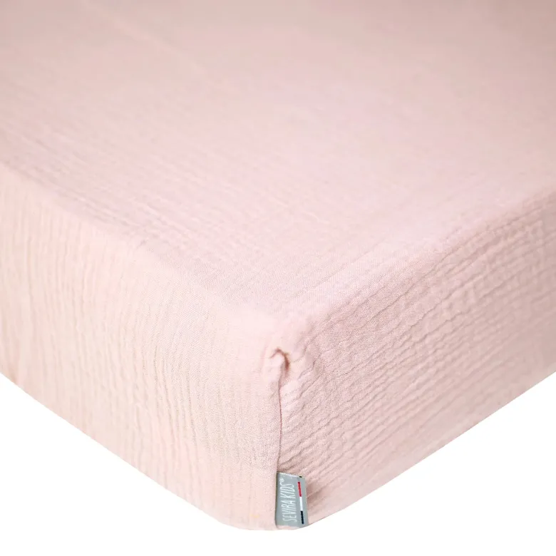 Drap housse gaze de coton uni - 60x120